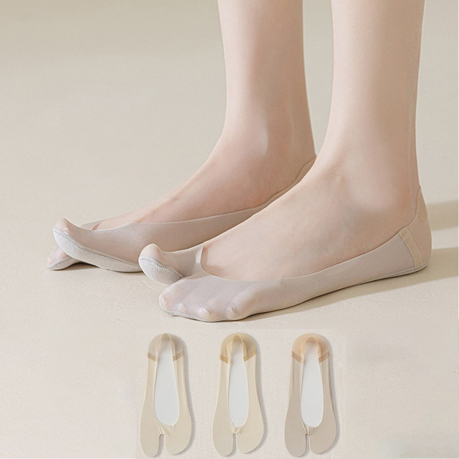 다이나토리 여성 여름 논슬립 발가락 페이크삭스 3켤레