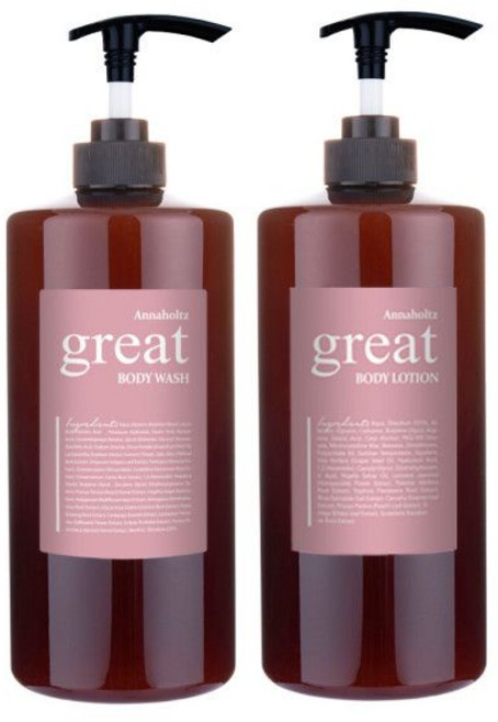 안나홀츠 그레잇 바디로션 바디워시 2종 세트 1000ml 고보습 약산성 대용량 밀크 바디클렌져 샤워젤 천연, 바디워시+바디로션, 1개