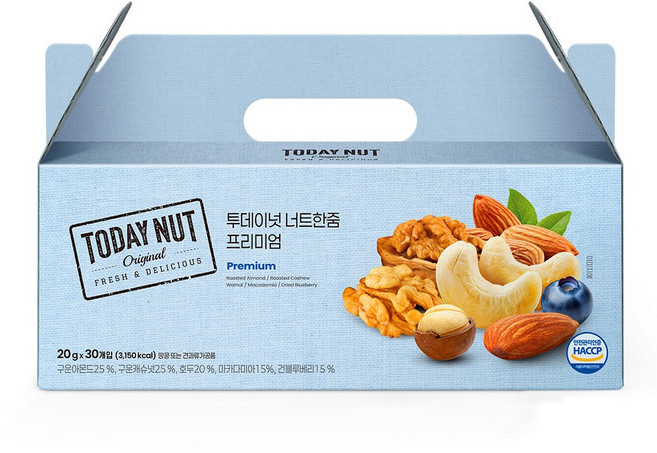 투데이넛 너트한줌 프리미엄 견과 선물세트, 1세트, 600g