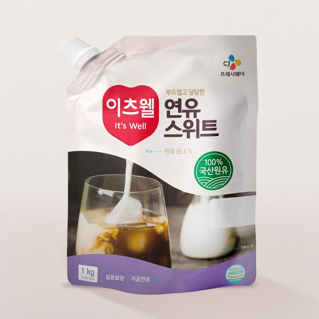 CJ 이츠웰 연유파우치, 1kg, 1개