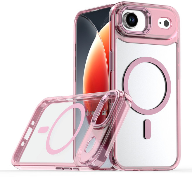 IPHONE Air 亮影 磁吸 防摔殼 金屬按鍵 硬背軟邊 透明殼 TPU 氣墊 手機殼 保護殼 保護套 透粉