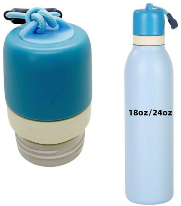 Owala FreeSip 트위스트 단열 스테인리스 스틸 532ml(18온스) 709.8ml(24온스) 물병과 호환되는 교체 뚜껑 (로즈 레드)_159105, 하늘색_159105