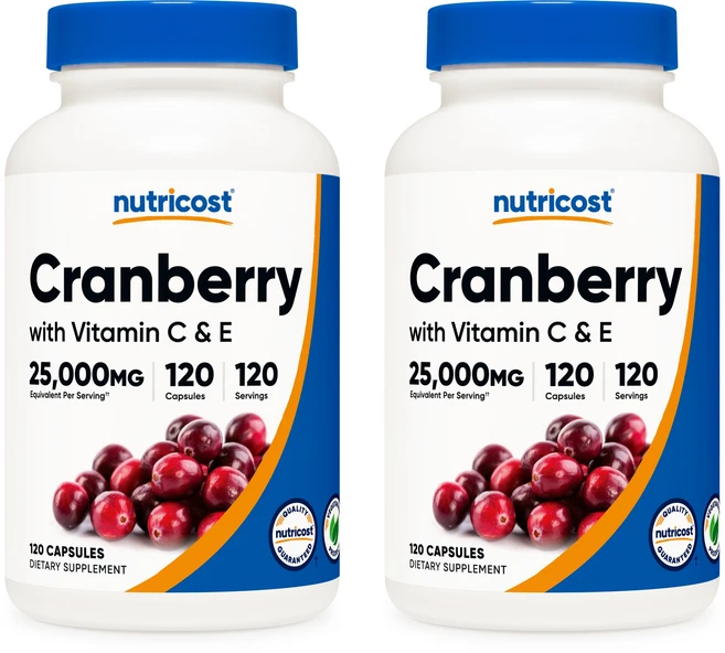 뉴트리코스트 크랜베리 비타민 C & E 25000mg 캡슐, 2개, 120정 - 쿠팡