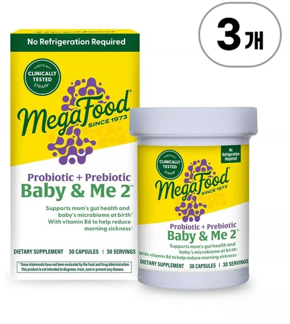 메가푸드 프리네이탈 프로바이오틱 + 프리바이오틱 캡슐즈 MegaFood Prenatal Probiotic + Prebiotic Capsules 60정, 3개 - 쿠팡