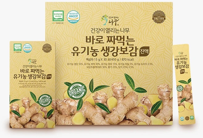 건강이열리는나무 바로 짜먹는 유기농 생강보감 진액 15g*30포, 30포x 1박스, 450g, 1개 - 쿠팡