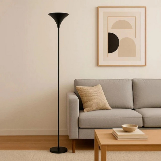LED 落地燈 170公分 高 24公分 寬 25公分 燈座 遙控 腳踏開關 三色溫 可調亮度, 黑色燈體24W【無極調光-帶遙控】