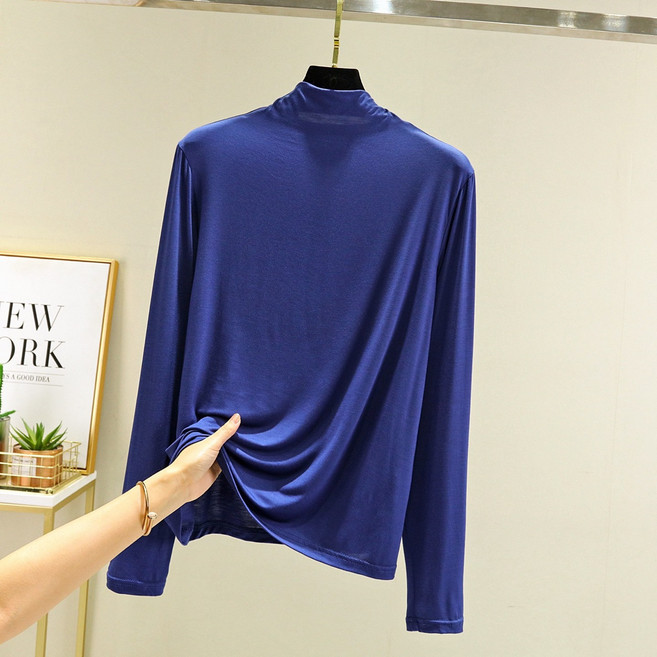 빅사이즈 모달 반폴라 여자 기본 이너티 목폴라 반목 긴팔 티셔츠 12컬러 - 1969