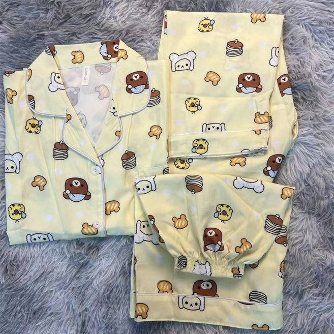 다이슝 리락쿠마 파자마 세트 반팔 반바지 긴 바지 편한 홈웨어 외출착용 3종 세트