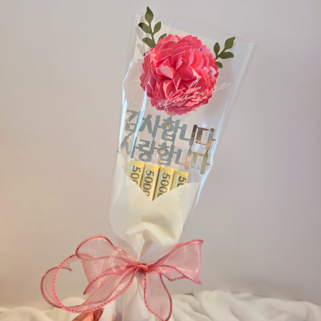 담다그순간 핑크카네이션 꽃다발 머니홀더 용돈이벤트, 1개, 핑크