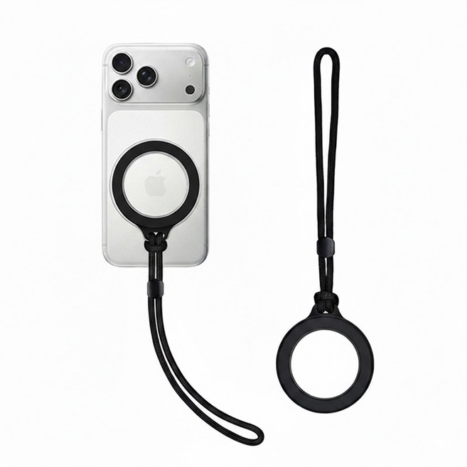 【GS 3C】N52 強力磁鐵 Magsafe 磁吸手機掛繩 腕繩 防丟繩, 黑色, 1個