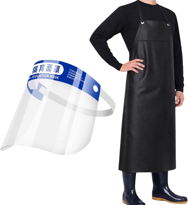 네버폴드 방수 예초기 앞치마 페이스실드 포함 벌초 세차, 1개, 블랙세트