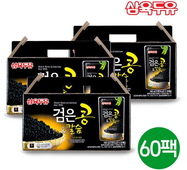 TV상품m 삼육두유 검은콩앤칼슘 60팩 235359, 190ml