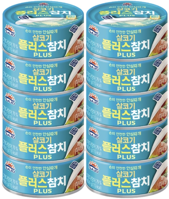 사조참치 살코기 플러스 통조림 캔 100g 저칼로리 가벼운 참치, 1kg, 1박스