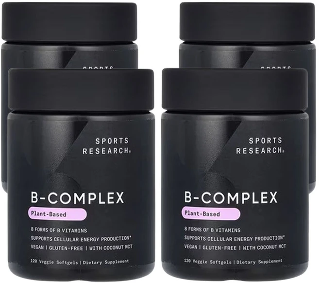 스포츠리서치 B-복합체 식물 기반 식물성 소프트젤 120정 x 4, 4개 - 쿠팡