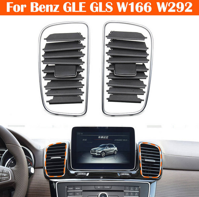 송풍구 커버 패널 몰딩 호환 에어컨 그릴 대시보드 중앙 에어 벤트 크롬 도금 프레임 트림 수리 키트 벤츠 GLE GLS 클래스 W166 W292, Chrome Trim-Left