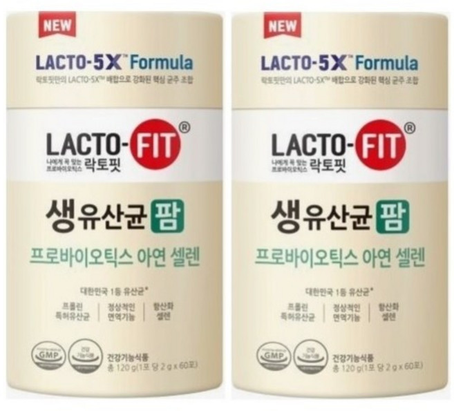 장유산균 장건강 종근당 락토핏 생유산균 팜 2g x 60포 프로바이오틱스 아연 셀렌, 240g, 1개