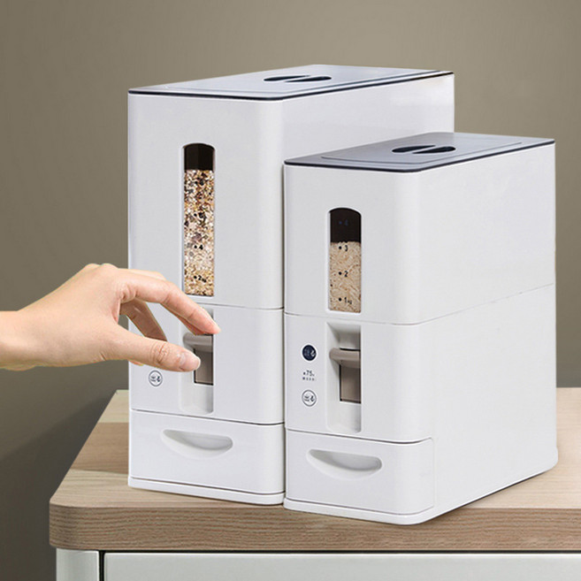 생활백서 원터치 계량 쌀통 12kg, 화이트, 1개