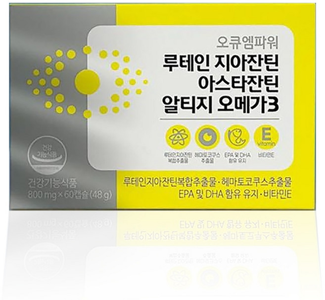 오큐엠파워 루테인 지아잔틴 아스타잔틴 알티지오메가3, 60정, 1개