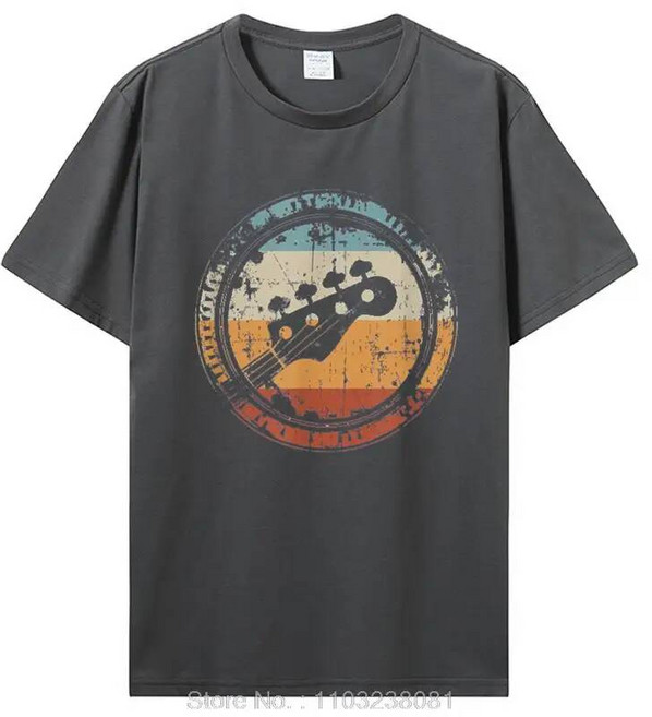 베이시스트 및 베이스 연주자용 빈티지 기타 헤드스톡 티셔츠 그래픽 스트리트웨어 코튼 생일 선물 여름