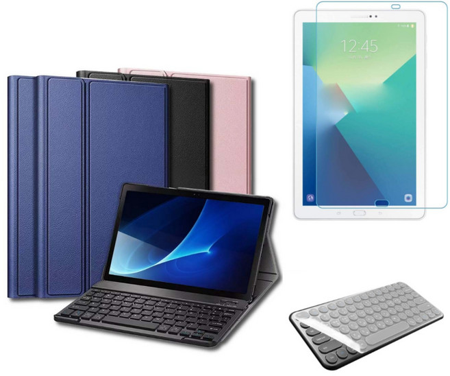 갤럭시탭 전용 블루투스 무선 키보드 케이스 북커버 S펜수납 삼성 플러스 케이스나라, 블랙