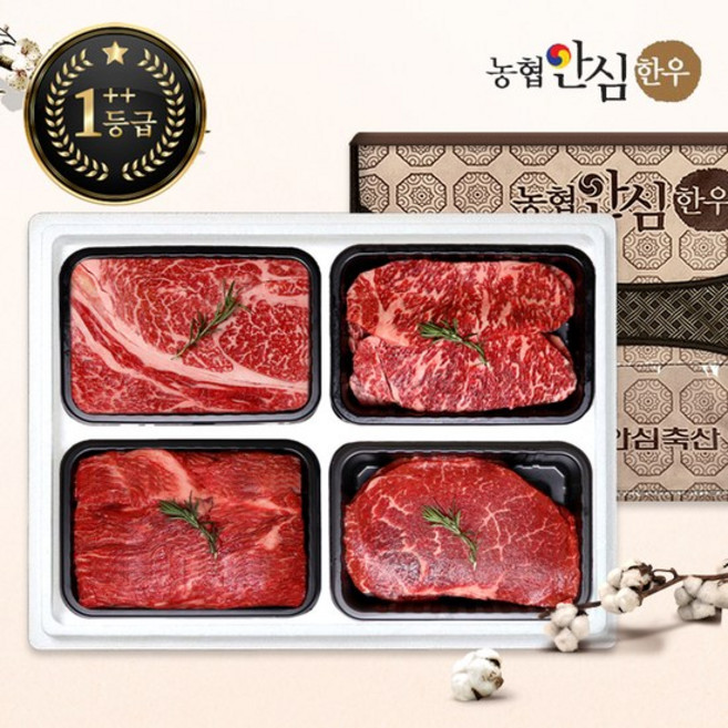 농협안심한우 한우선물세트 구이정육2호 1++7 8 9등급 2kg (등/채/국/불), 1개
