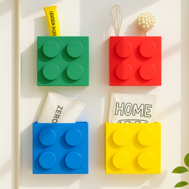 몽벨르 컬러 블록 다용도 자석 수납함 4P, 1세트, 혼합색상