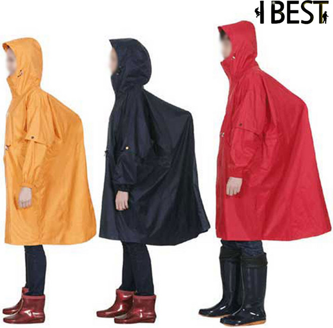 배낭을 메고도 넉넉하게 착용 가능한 등산용우비 패션레인코트 자전거 판쵸 판초 우의 우비 비옷, 곤색