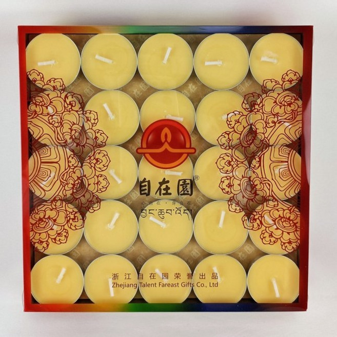 菩月自在園 酥油燈 植物性酥油 居家供佛適用, 2小時100粒裝酥油燈黃色－超商取限5盒, 黃色