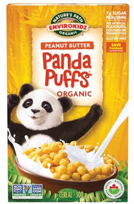엔바이로땅콩 버터 팬더 퍼프 유기농 시리얼 300.5g Enviroz Peanut Butter Panda Puffs Organic Cereal 10.6 oz, 1개