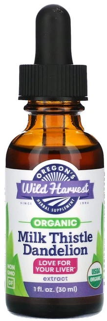 Oregon's Wild Harvest 유기농 밀크시슬 민들레 추출물 30ml(1fl oz) Harvest (오리건스 와일드 하베스트), 30ml, 1개 - 쿠팡