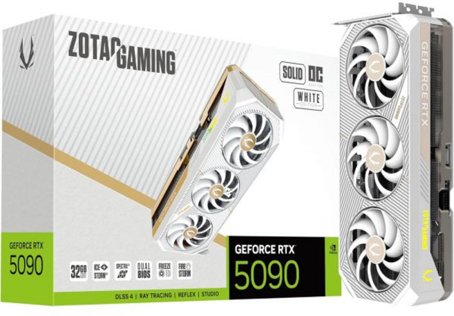 조택 게이밍 지포스 RTX 5090 솔리드 오버클럭 화이트 에디션 DLSS 4 32GB GDDR7 512비트 28 Gbps PCIE 5.0 그래픽 카드 아이스스톰 3.0 고급, 조택 게이밍 지포스 RTX 5090 솔리드 오버클럭 화
