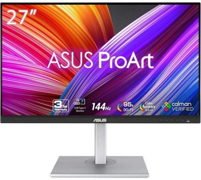 ASUS ProArt 디스플레이 27인치 1440P 프로페셔널 모니터(PA278CGV) - IPS QHD(2560 x 1440) 144Hz 95% DCI-P3 δE, 27" QHD 144Hz USB-C FreeSync P, 1개