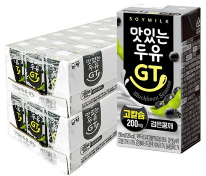 남양 맛있는두유 GT 고칼슘 두유 검은콩깨, 190ml, 48개