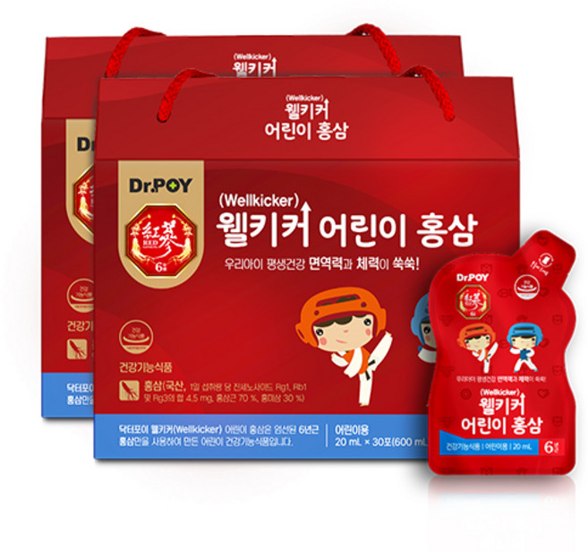 닥터포이 웰키커 어린이 홍삼 키즈 영양제, 20ml, 60개