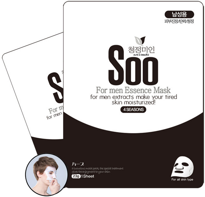 청정미인 수 남성용 마스크팩, 23g, 50개