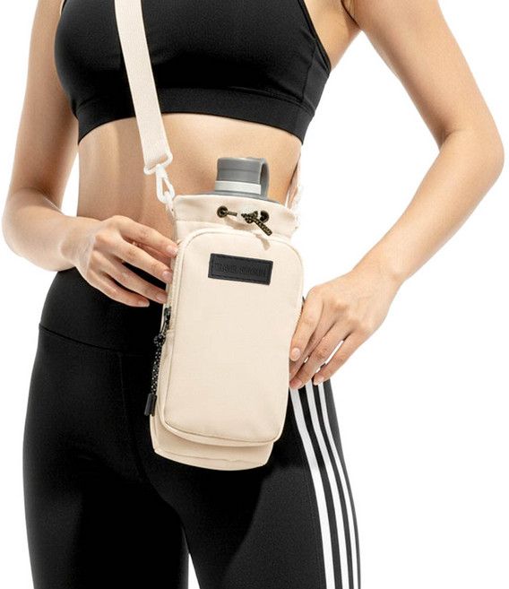 깔끔더하기 물병가방 텀블러 보틀백 파우치, 1개, 베이지