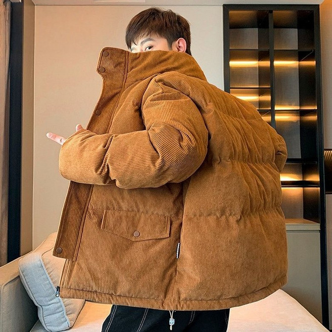 남성 코듀로이 패딩 자켓 바람막이 도톰 보온 코트 빅사이즈 데일리룩