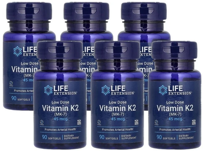 라이프 익스텐션 저용량 비타민K2(MK-7) 45mcg 소프트젤 90정 6병 - 쿠팡