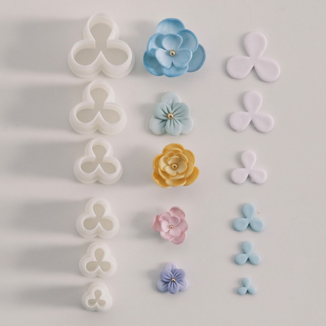 수능 합격기원 쿠키틀 홈베이킹 행운 모양틀 네잎클로버 몰드, 1개, 삼잎꽃 Q1 6개
