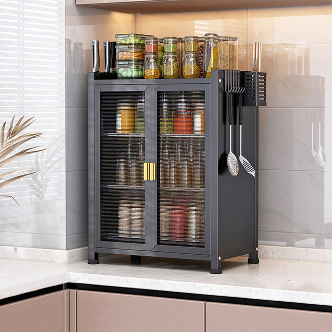 Anystar 방진 가로 60cm 다용도 그릇 접시수납장, 블랙, 1개