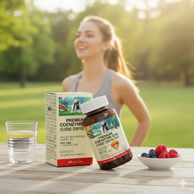 연질캡슐 코엔자임Q10 혈압관리 항산화 활선산소제거 비타민C A E 50대 중년 남성 여성 60캡슐, 1박스, 60정