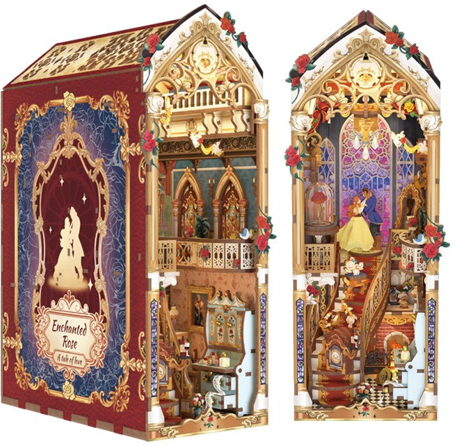 핸즈크라프트 DIY 미니어처 북엔드 북눅 마법의 장미, 1개, 레드