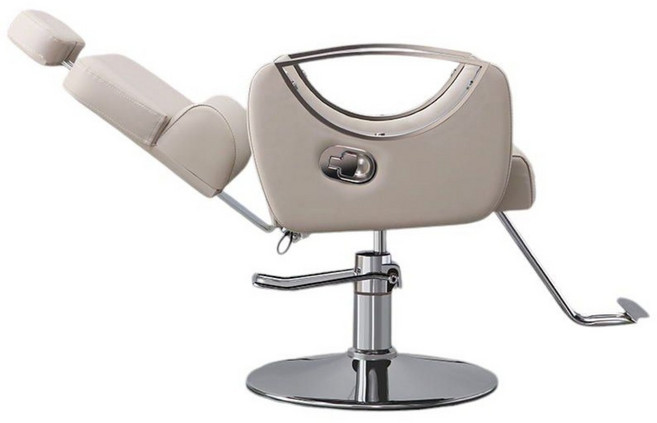 LEHR 미용실의자 메이크업 헤어샵 체어 업소용 네일샵 바버샵 이발소, 애쉬 화이트 + 은색 도금 + 리클라이닝, 1개