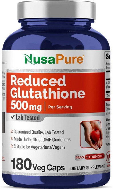 누사퓨어 글루타치온 500mg Reduced Glutathione 베지캡슐 180정, 1개