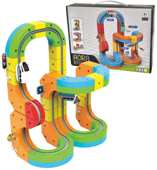 아오라 레일블럭 기차장난감 전동 트랙 큐브, 1세트, 혼합