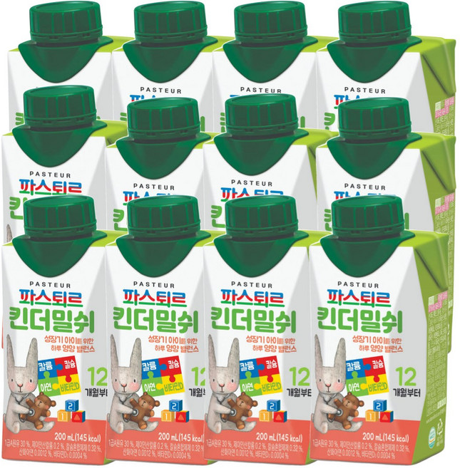 파스퇴르 킨더밀쉬 액상분유 1단계 200ml, 12개