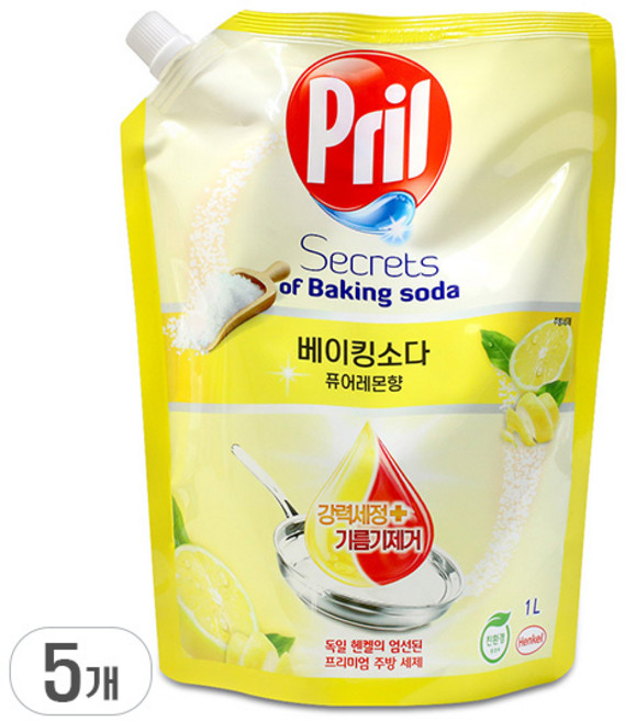 프릴 주방세제 1L x 5개 베이킹소다 퓨어레몬향