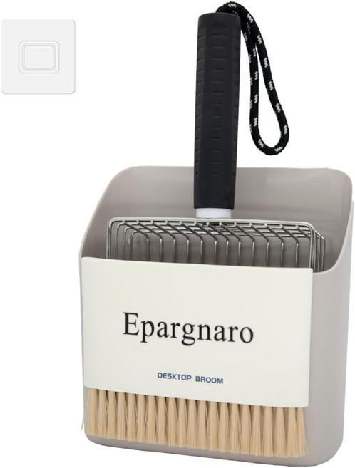 에파르그나로 스테인리스 스틸 고양이 쓰레기통 홀더가 있는 금속 - 휴대용 더스트팬과 작은 청소 브러시 모든 쓰레기통을 위한 거칠고 세밀한 그리드가 튼튼한