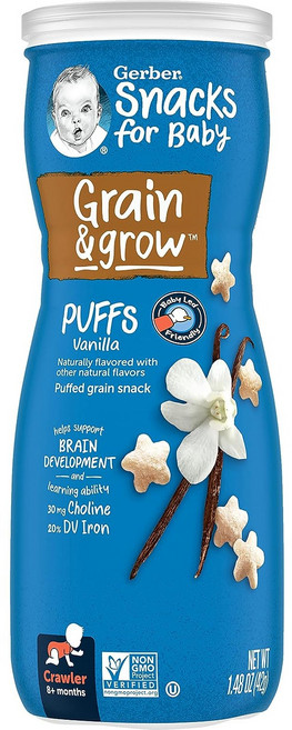 거버 그래듀에이츠 퍼프 시리얼 스낵 42g, 1개, 바닐라 (Vanilla)