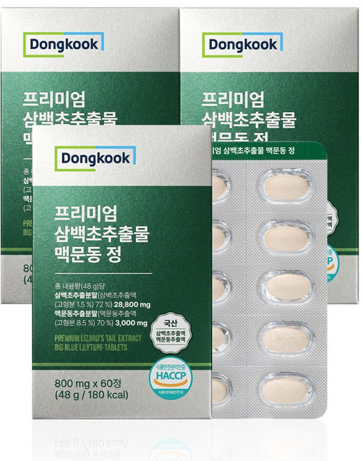 동국 프리미엄 삼백초추출물 맥문동 정, 3개, 60정